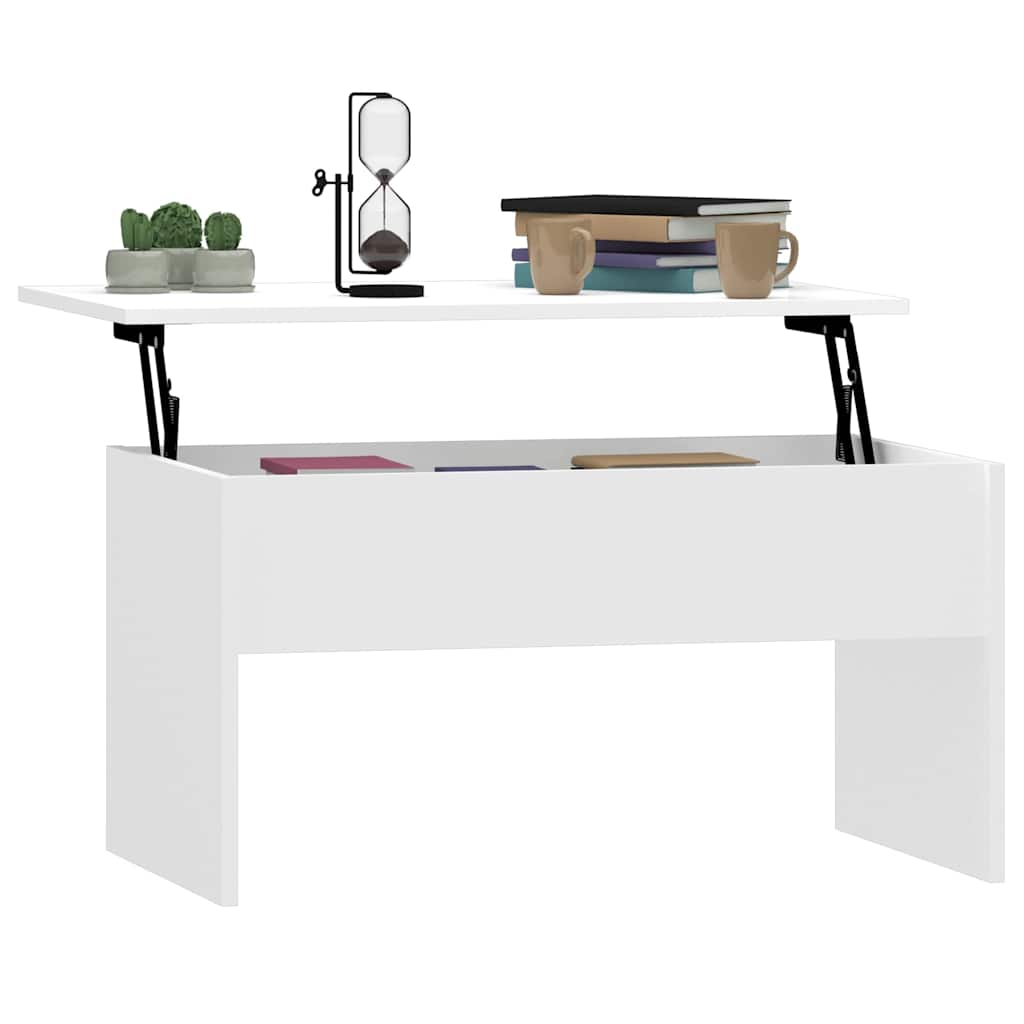 Table basse blanc brillant 80x50,5x41,5 cm bois d'ingénierie - XIOS