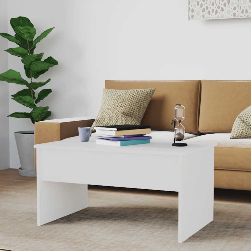 Table basse blanc brillant 80x50,5x41,5 cm bois d'ingénierie - XIOS