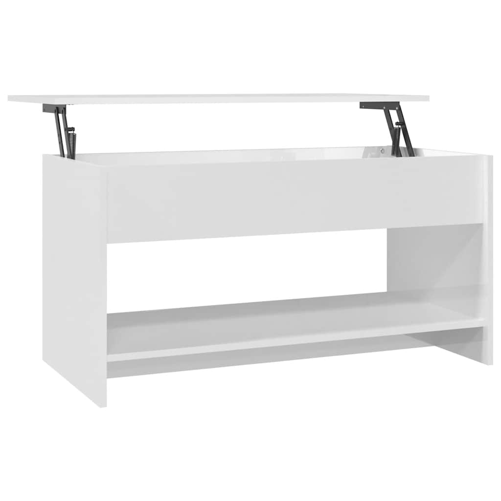 Table basse blanc brillant 102x50x52,5 cm bois d'ingénierie - XIOS