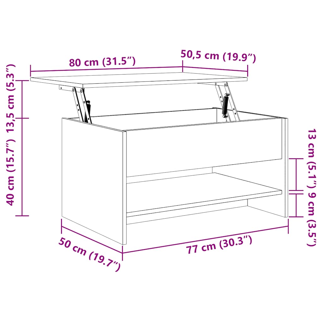 Table basse Chêne sonoma 80x50x40 cm Bois d'ingénierie - XIOS