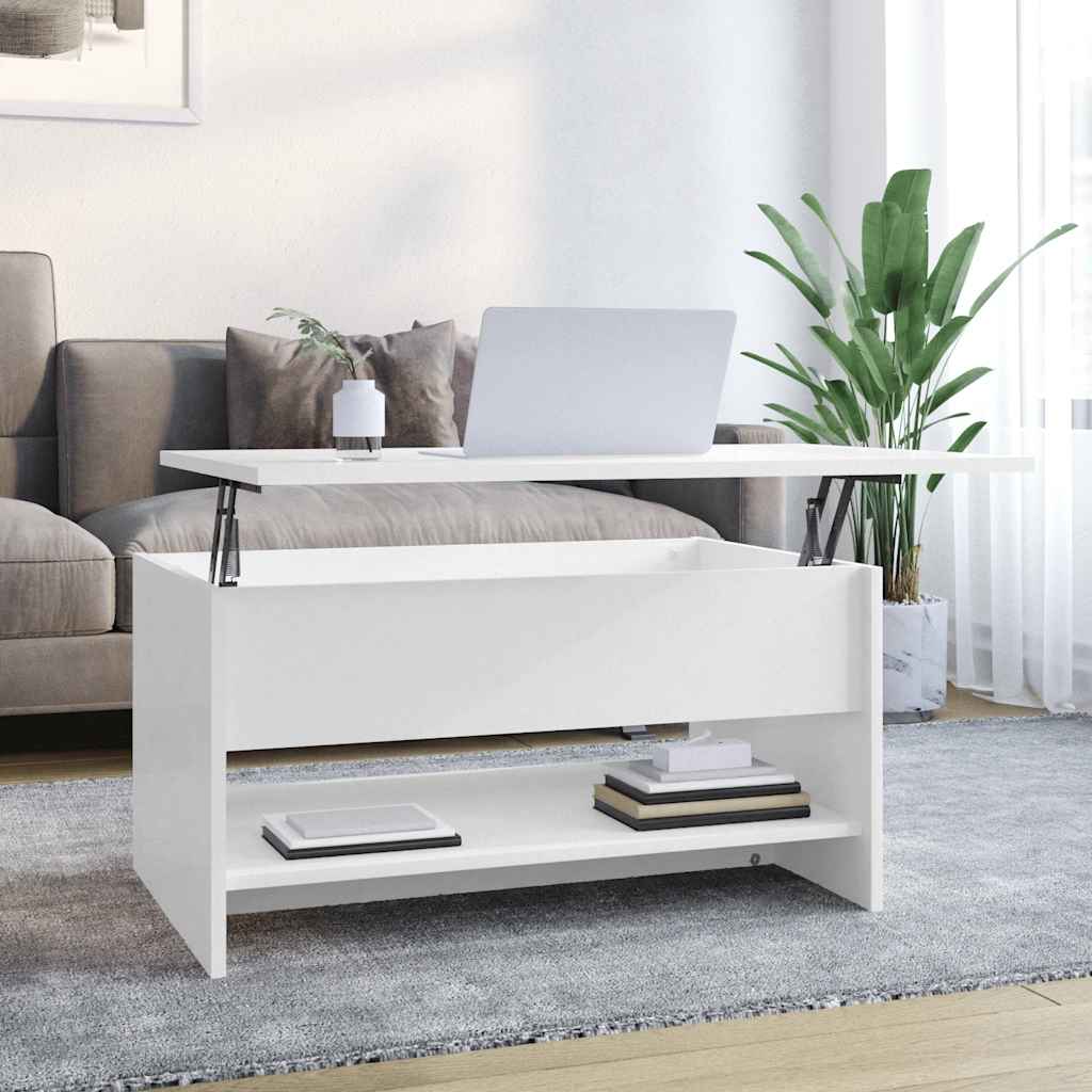 Table basse Blanc brillant 80x50x40 cm Bois d'ingénierie - XIOS