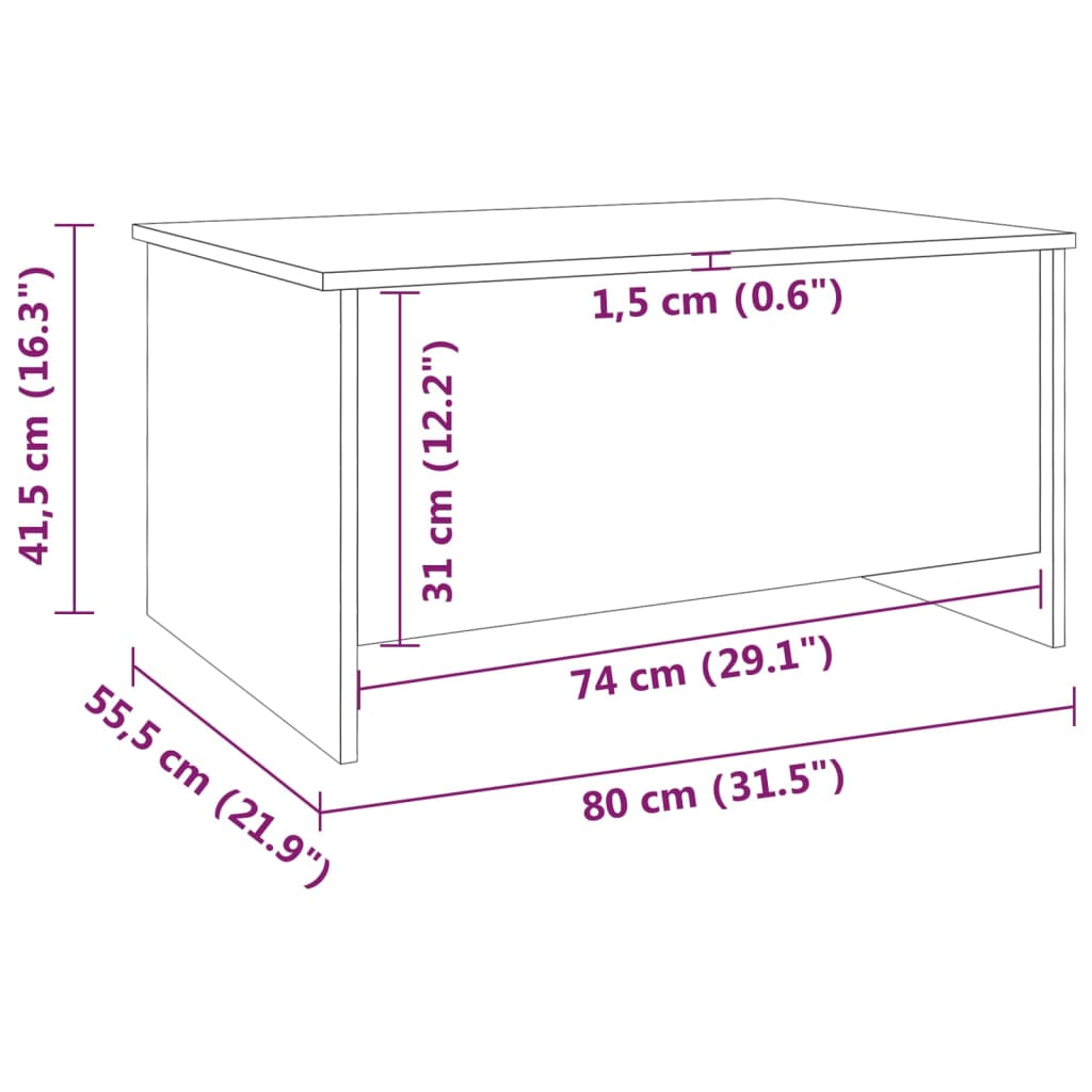 Table basse chêne sonoma 80x55,5x41,5 cm bois d'ingénierie - XIOS