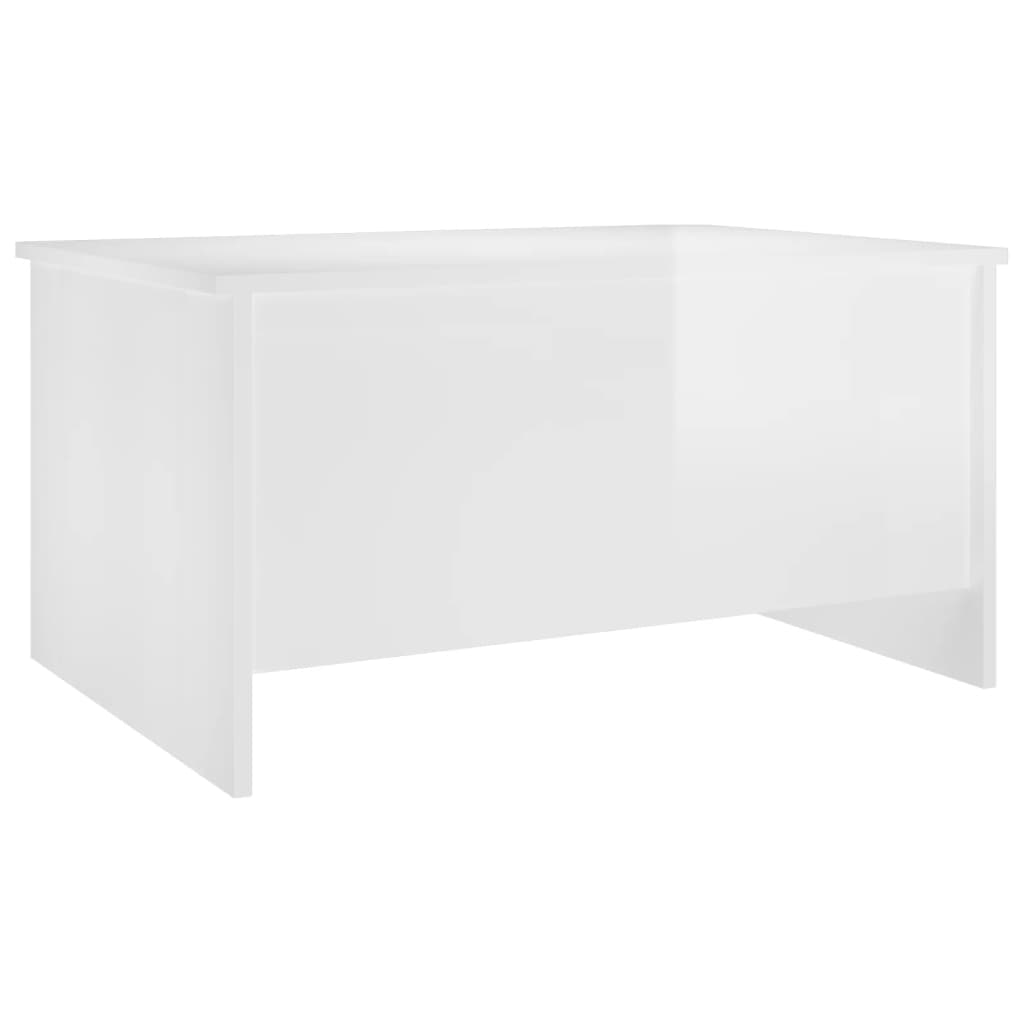 Table basse blanc brillant 80x55,5x41,5 cm bois d'ingénierie