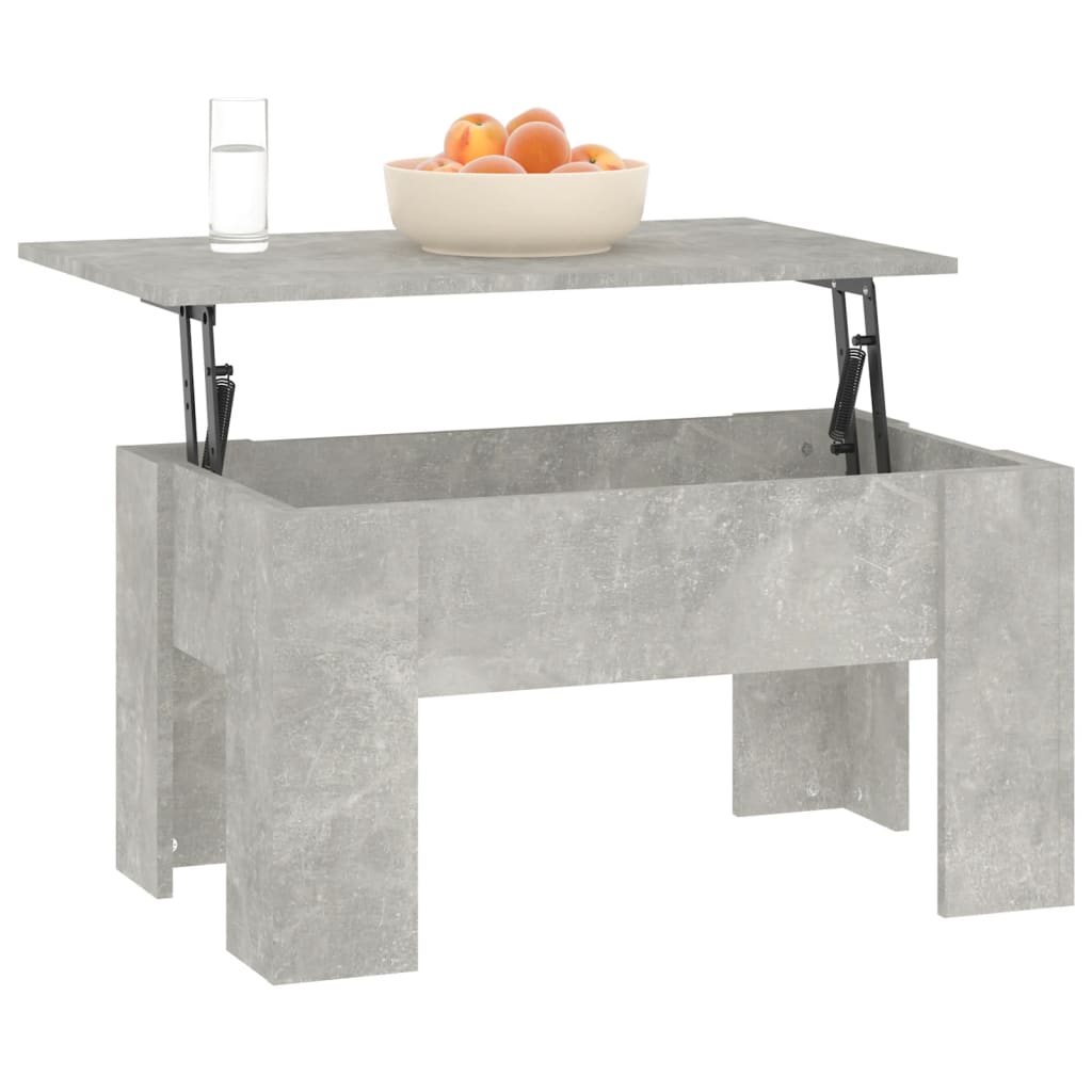 Table basse gris béton 79x49x41 cm bois d'ingénierie