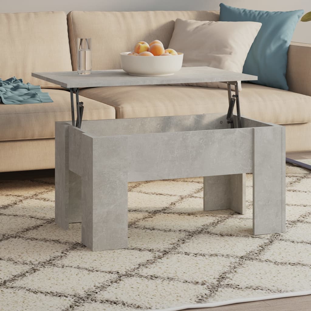 Table basse gris béton 79x49x41 cm bois d'ingénierie