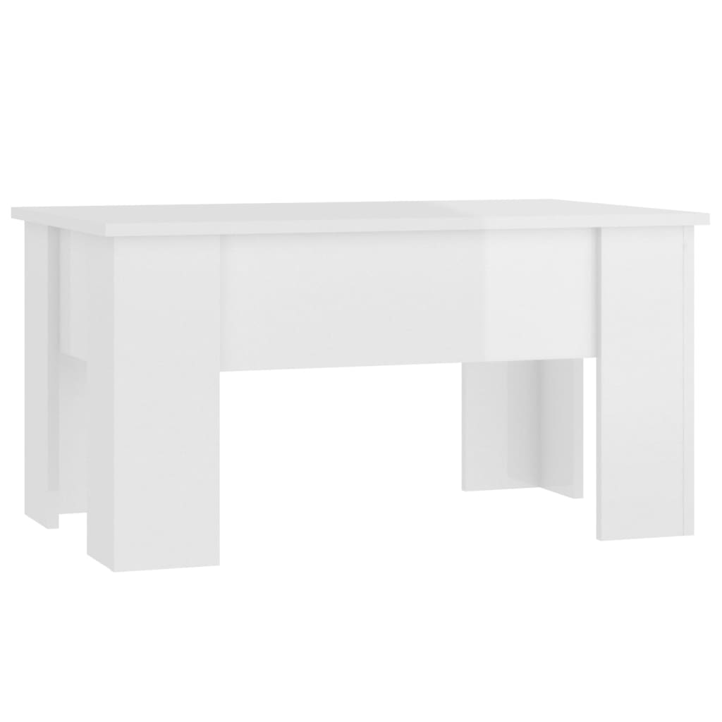 Table basse blanc brillant 79x49x41 cm bois d'ingénierie - XIOS
