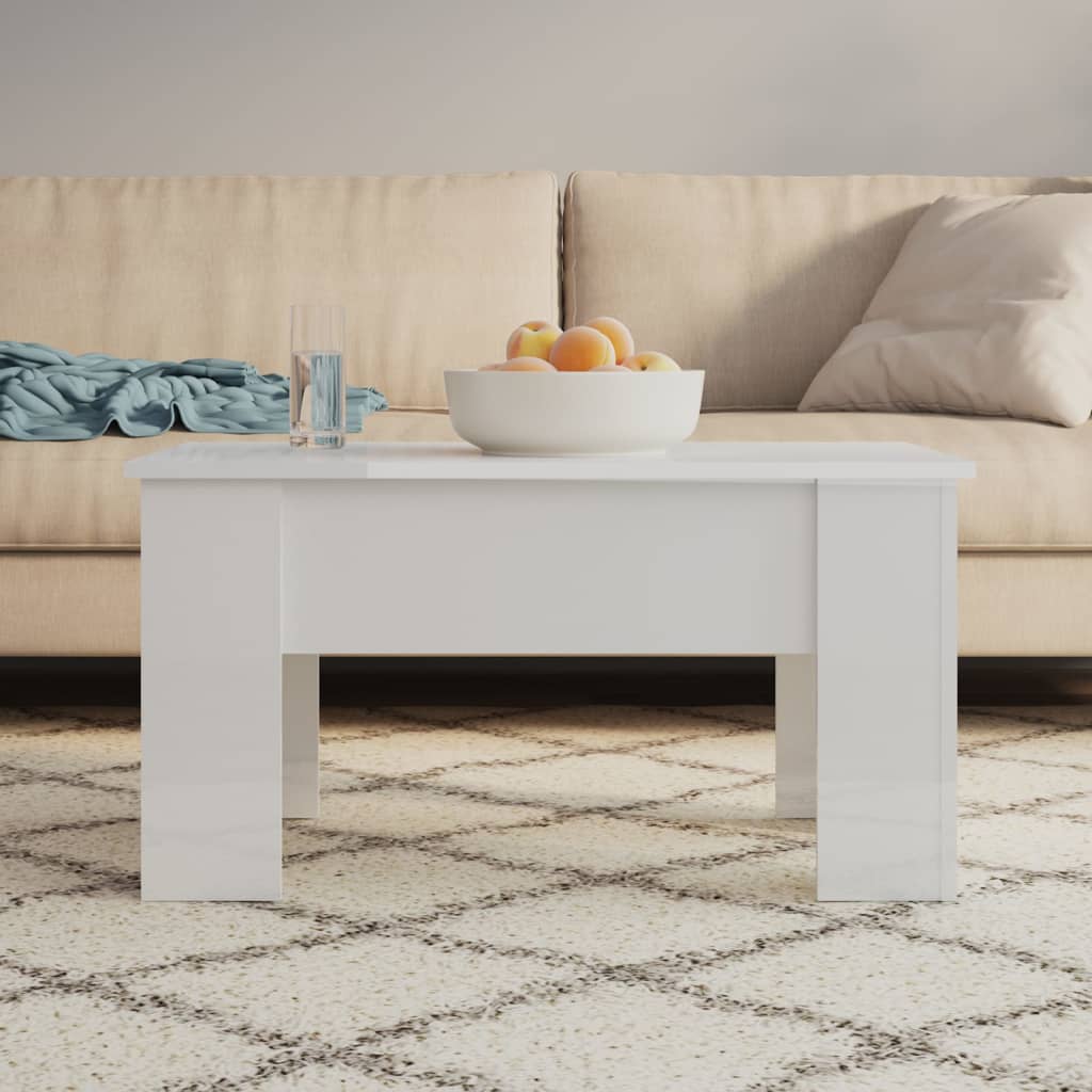 Table basse blanc brillant 79x49x41 cm bois d'ingénierie - XIOS
