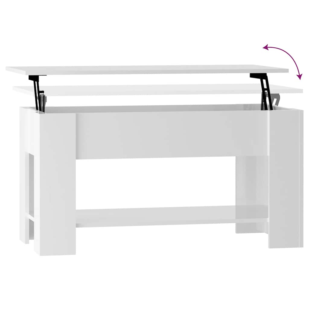 Table basse blanc brillant 101x49x52 cm bois d'ingénierie - XIOS