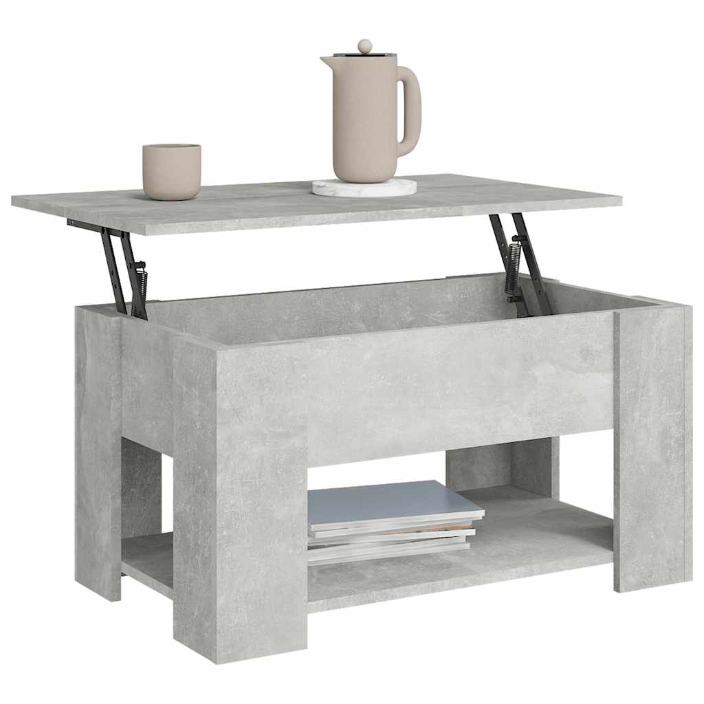 Table basse gris béton 79x49x41 cm bois d'ingénierie - XIOS
