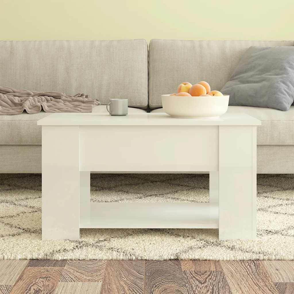 Table basse blanc brillant 79x49x41 cm bois d'ingénierie - XIOS