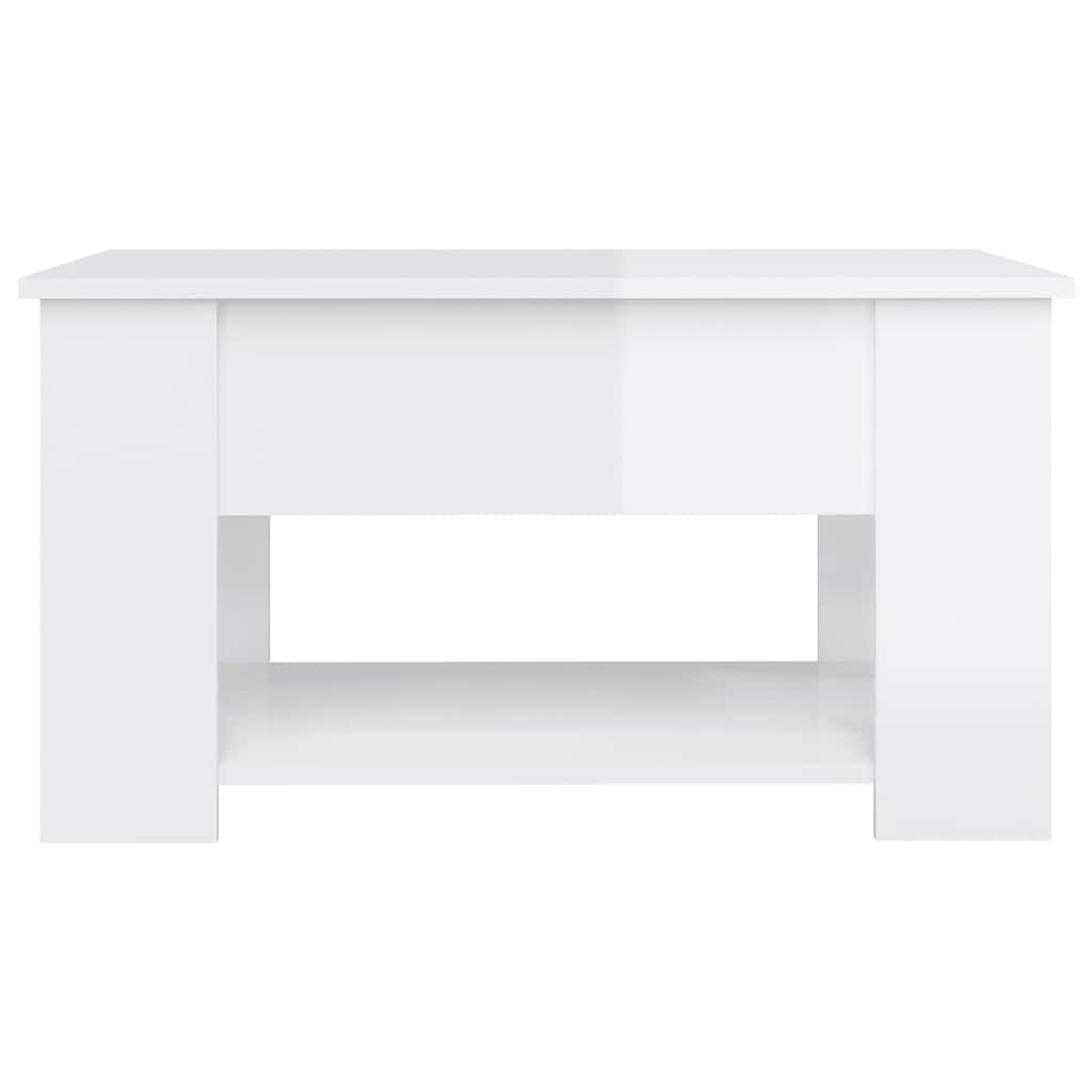 Table basse blanc brillant 79x49x41 cm bois d'ingénierie - XIOS