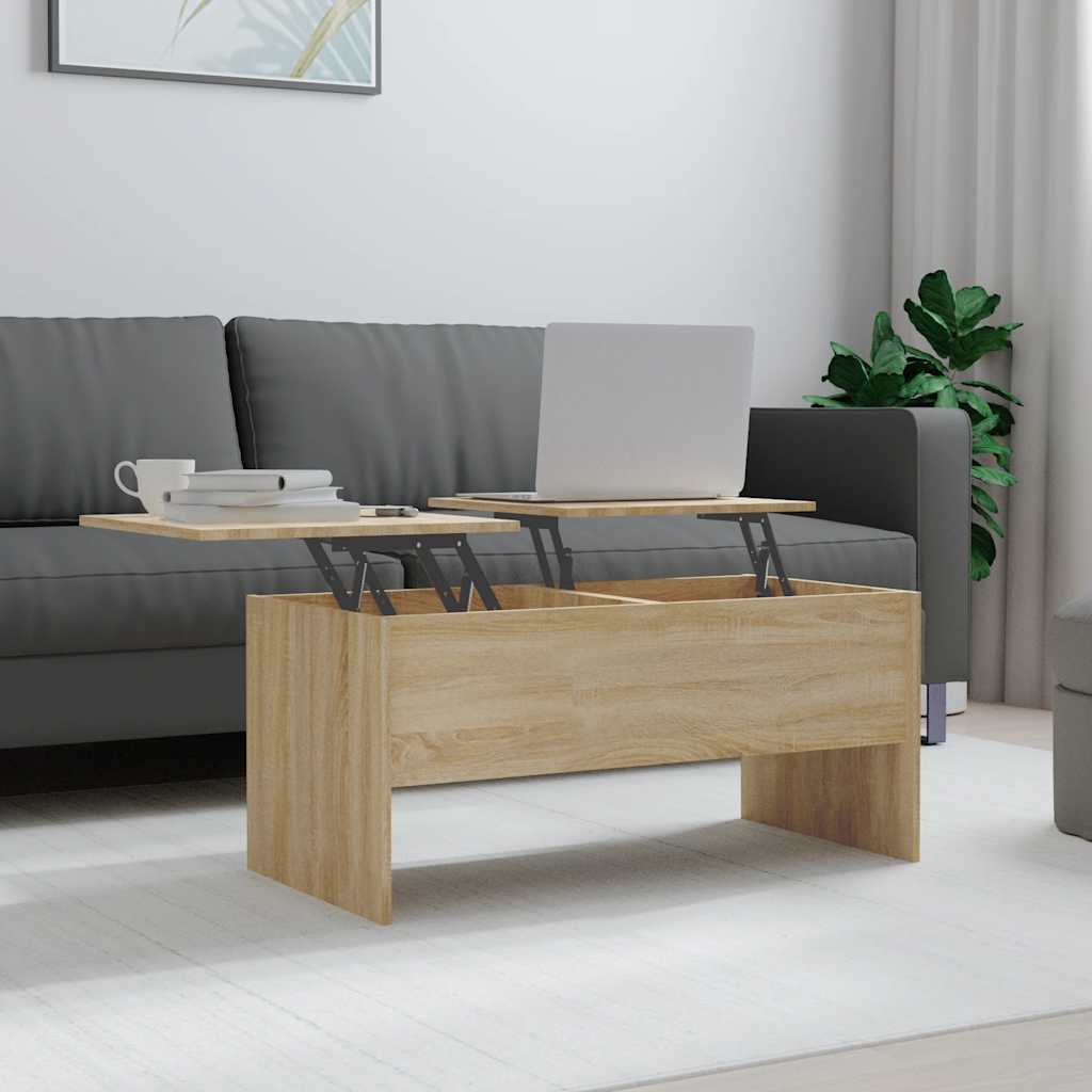 Table basse chêne sonoma 102x50,5x46,5 cm bois d'ingénierie - XIOS