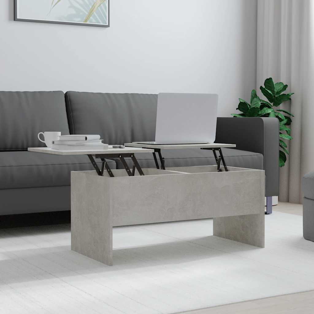 Table basse gris béton 102x50,5x46,5 cm bois d'ingénierie - XIOS