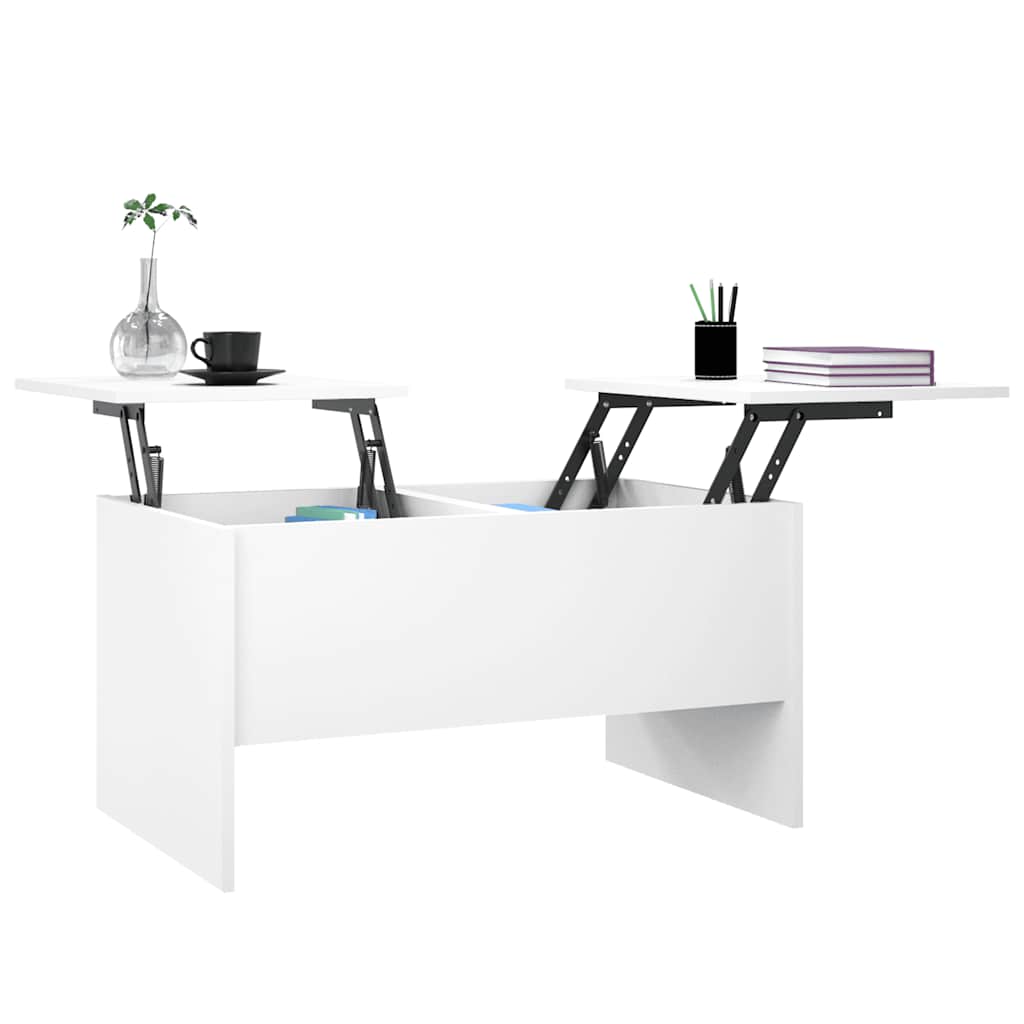 Table basse blanc 80x50x42,5 cm bois d'ingénierie - XIOS