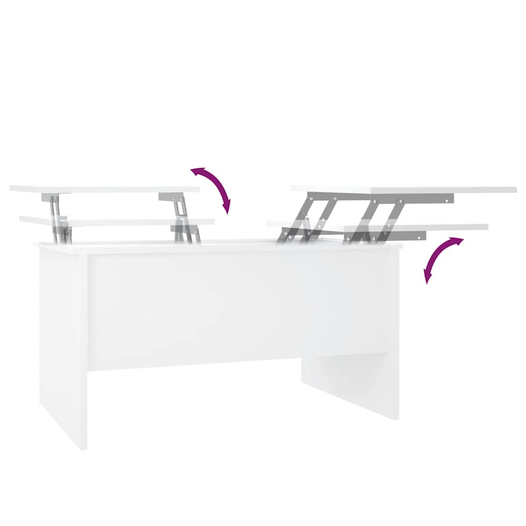 Table basse blanc 80x50x42,5 cm bois d'ingénierie - XIOS