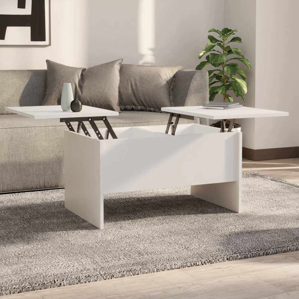 Table basse blanc 80x50x42,5 cm bois d'ingénierie - XIOS