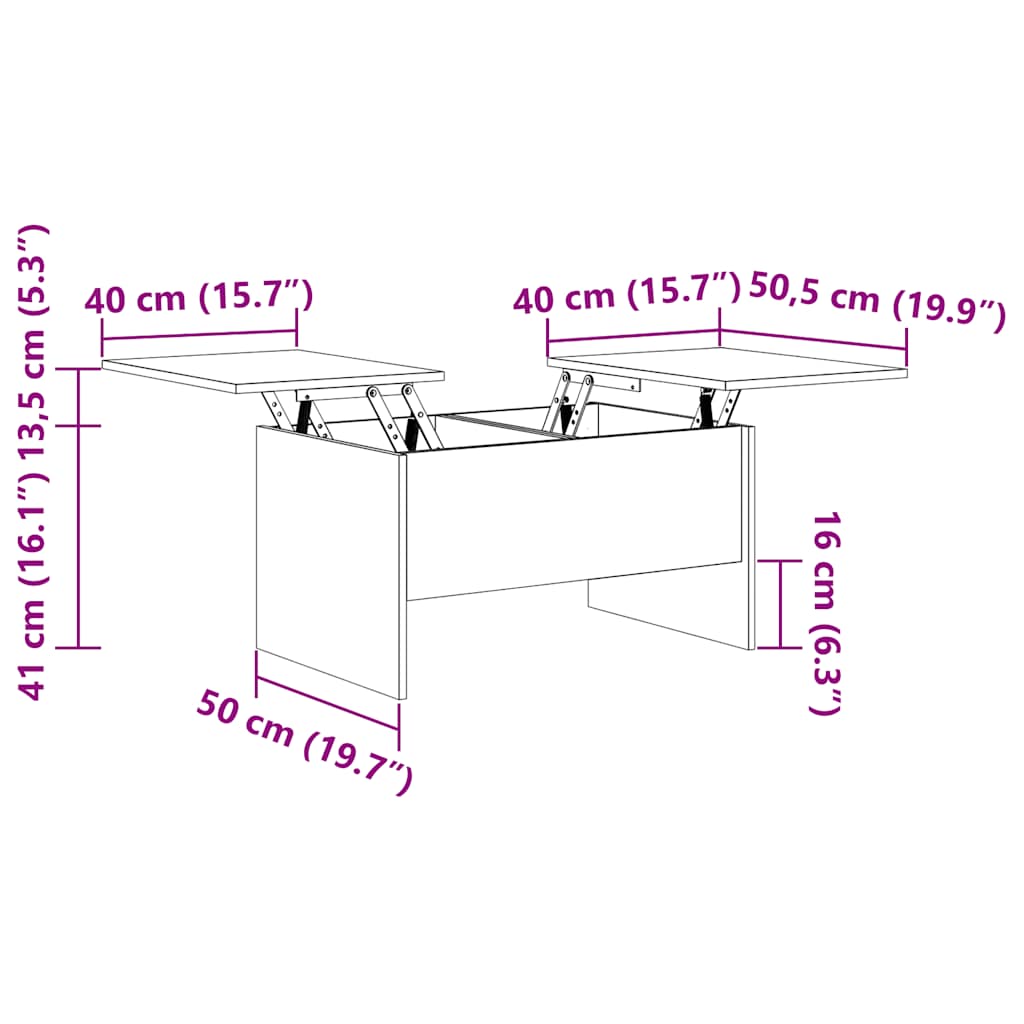 Table basse chêne sonoma 80x50x42,5 cm bois d'ingénierie - XIOS