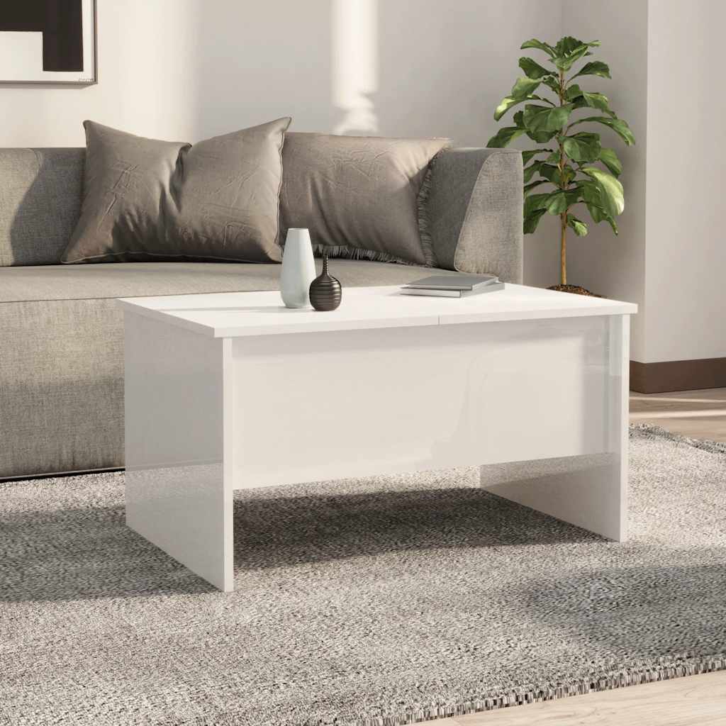 Table basse blanc brillant 80x50x42,5 cm bois d'ingénierie - XIOS