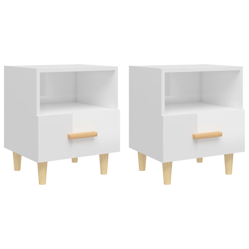 Tables de chevet 2 pcs blanc brillant 40x35x47 cm - XIOS