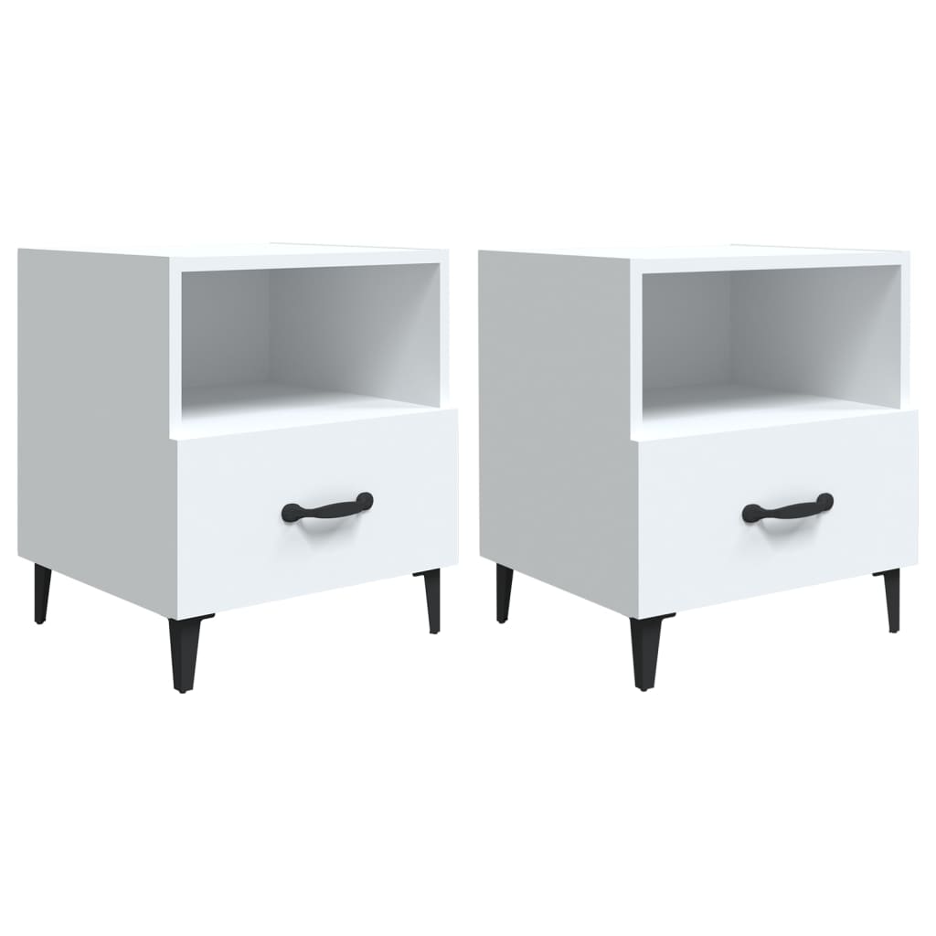 Tables de chevet 2 pcs Blanc Bois d'ingénierie - XIOS