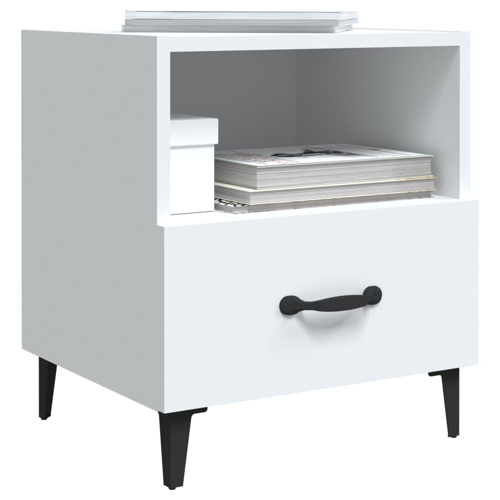 Tables de chevet 2 pcs Blanc Bois d'ingénierie - XIOS