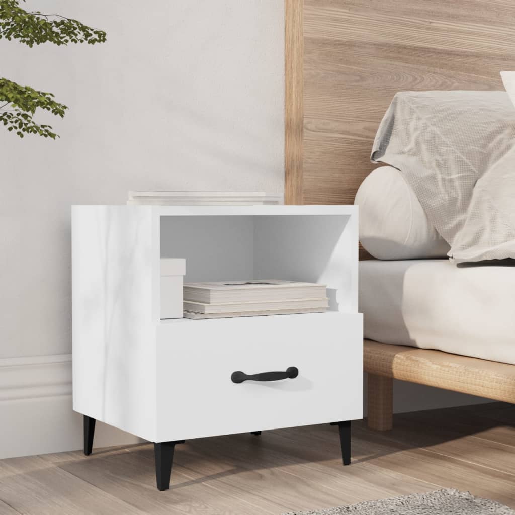 Tables de chevet 2 pcs Blanc Bois d'ingénierie - XIOS