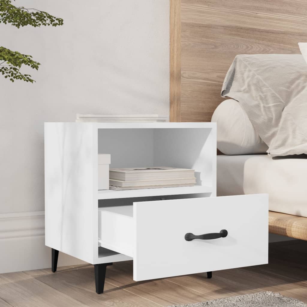 Tables de chevet 2 pcs Blanc Bois d'ingénierie - XIOS