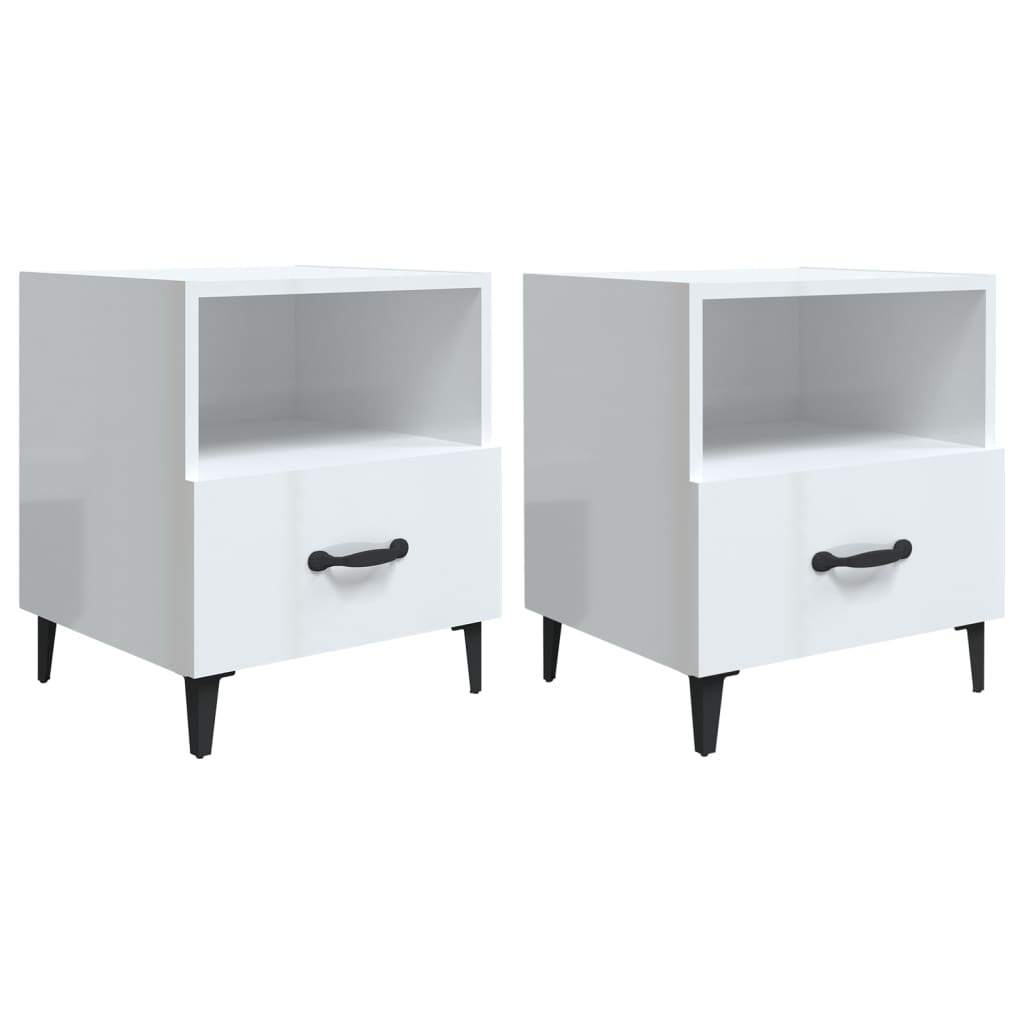 Tables de chevet 2 pcs Blanc brillant Bois d'ingénierie - XIOS