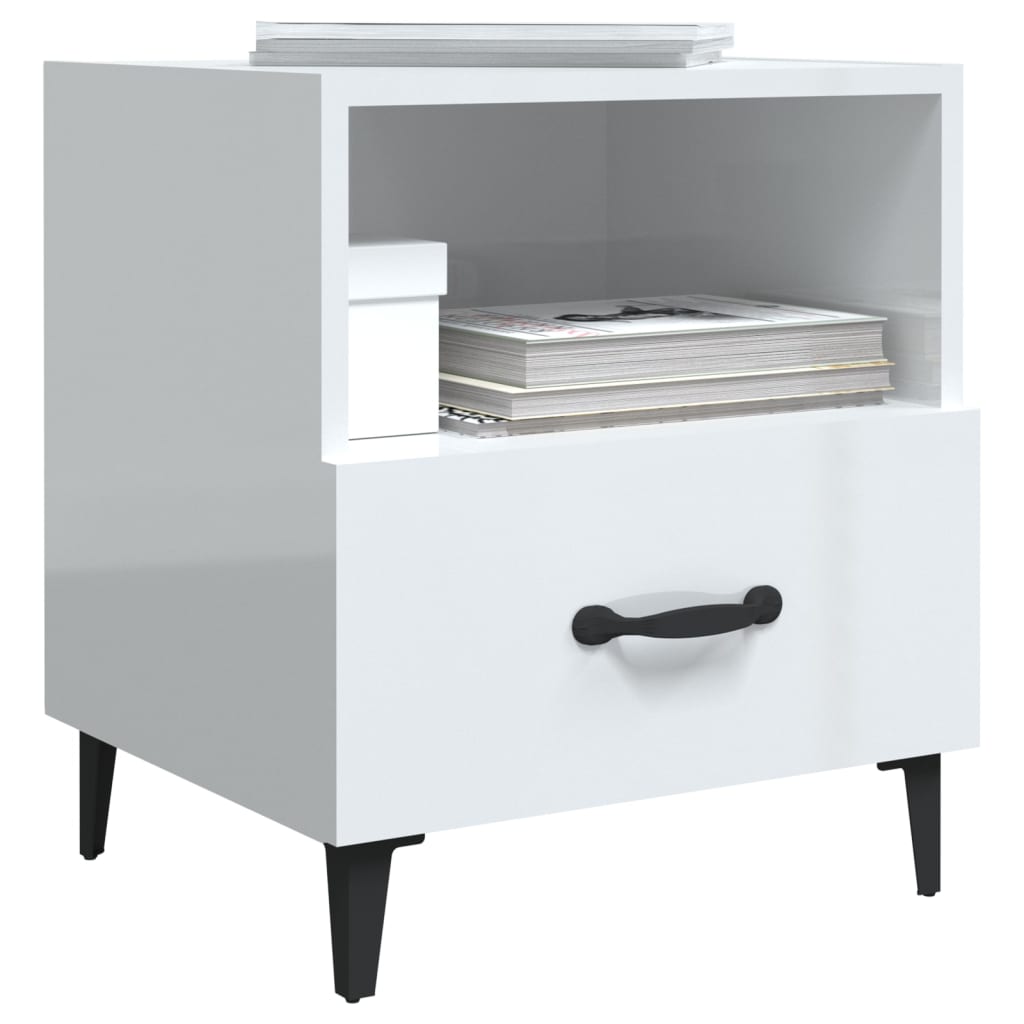 Tables de chevet 2 pcs Blanc brillant Bois d'ingénierie - XIOS