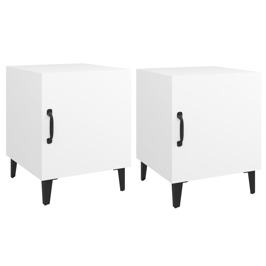Tables de chevet 2 pcs Blanc Bois d'ingénierie - XIOS