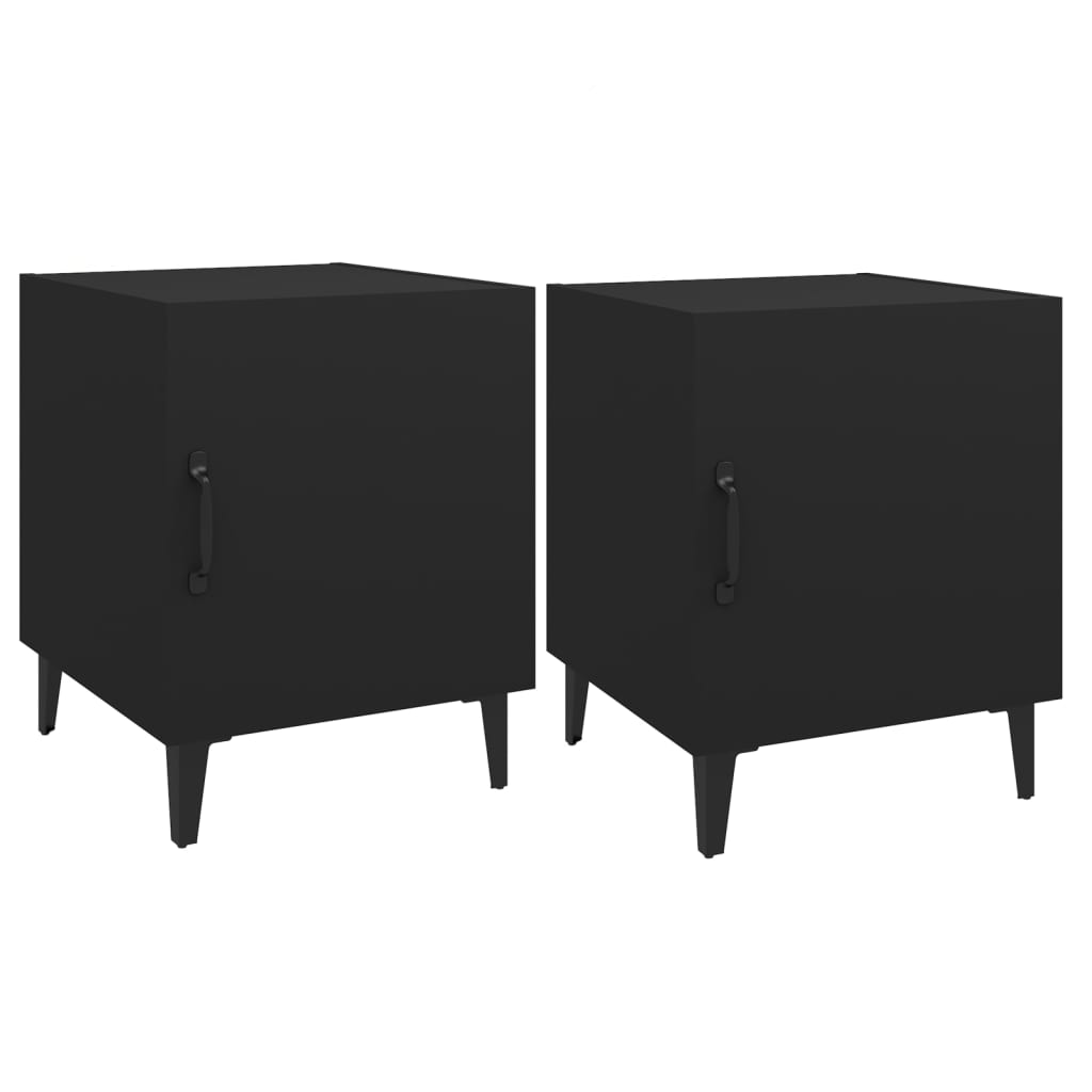 Tables de chevet 2 pcs Noir Bois d'ingénierie - XIOS
