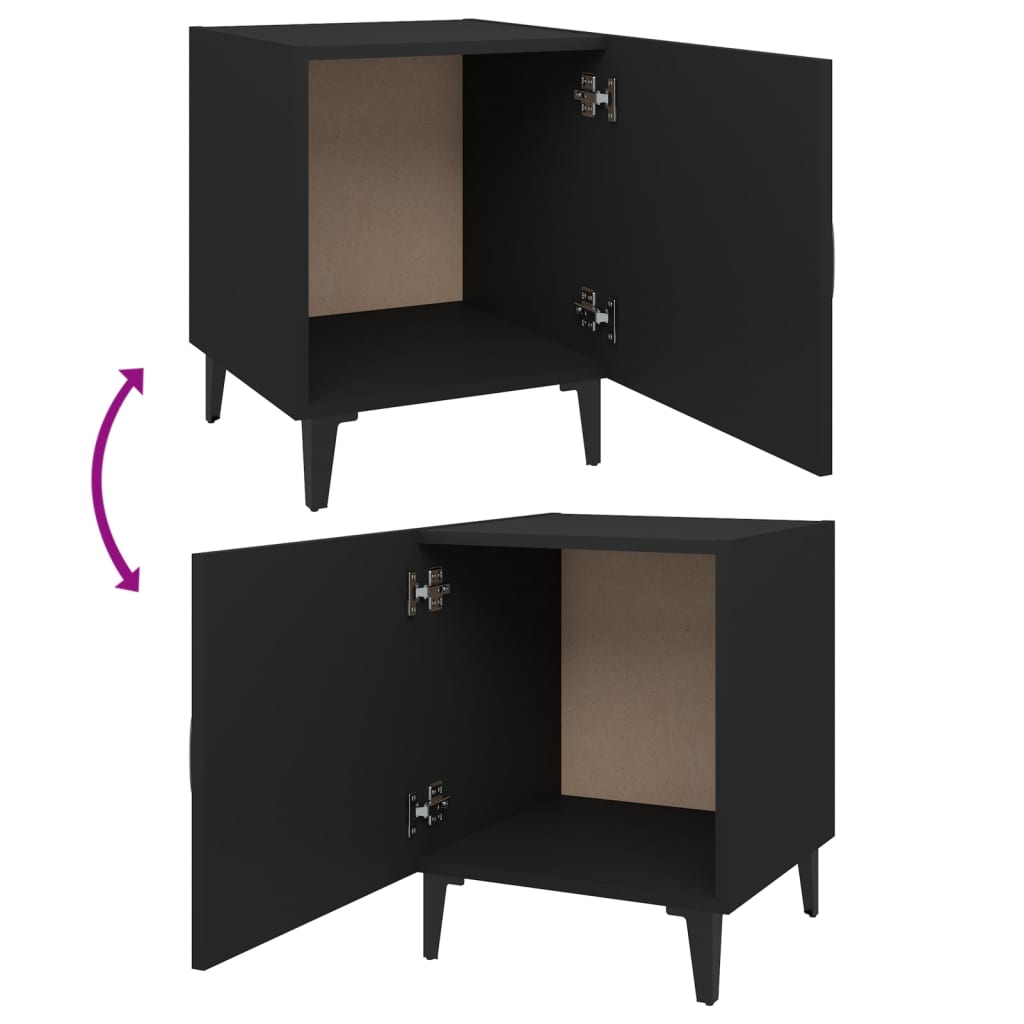 Tables de chevet 2 pcs Noir Bois d'ingénierie - XIOS