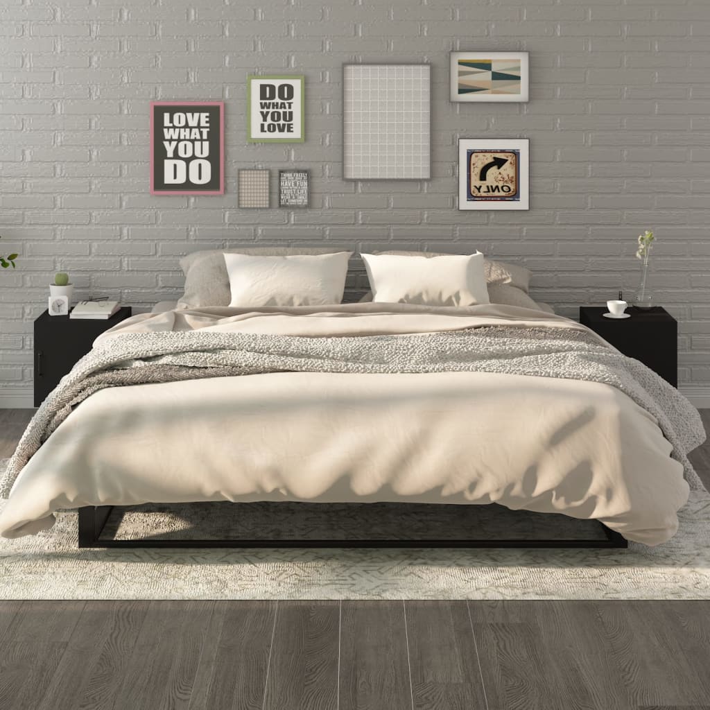 Tables de chevet 2 pcs Noir Bois d'ingénierie - XIOS