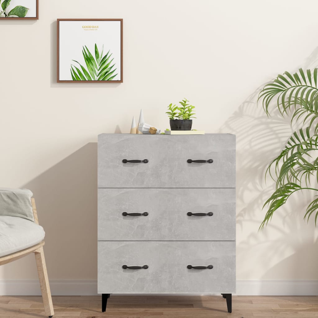 Buffet gris béton 69,5x34x90 cm bois d'ingénierie - XIOS