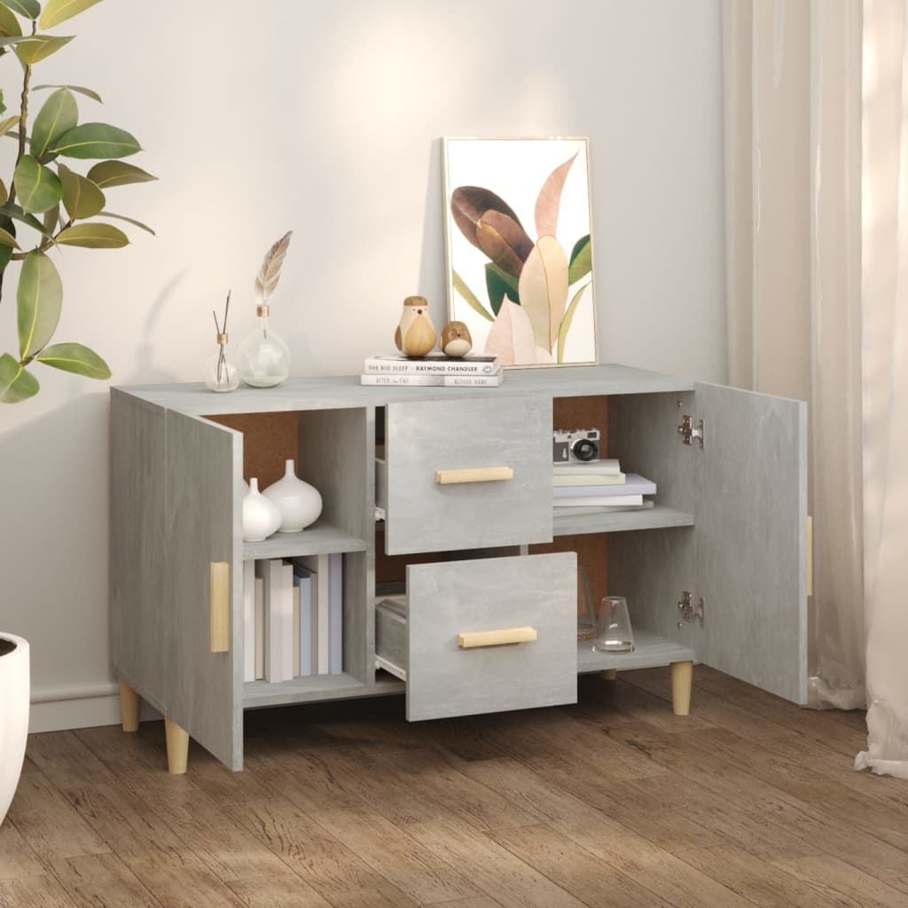 Buffet gris béton 100x36x60 cm bois d'ingénierie - XIOS