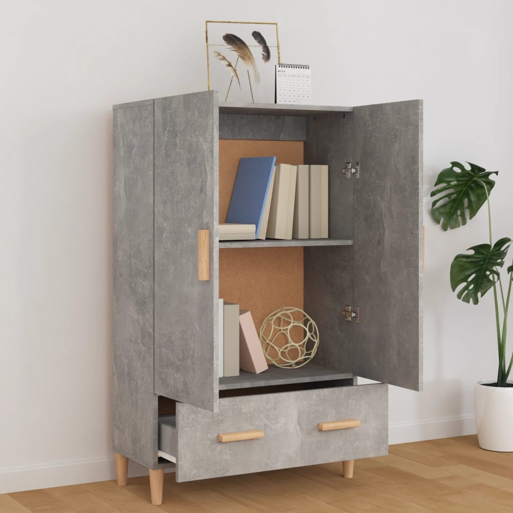Buffet haut Gris béton 70x31x115 cm Bois d'ingénierie - XIOS