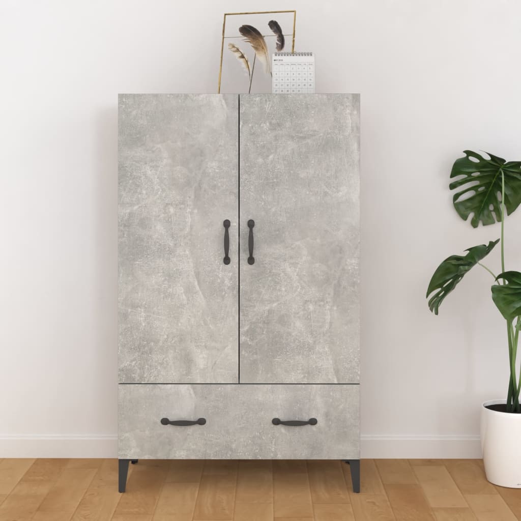 Buffet haut Gris béton 70x31x115 cm Bois d'ingénierie - XIOS
