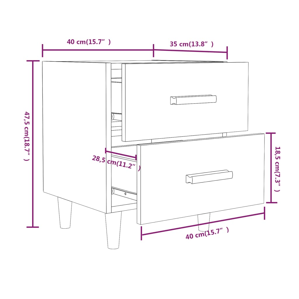 Tables de chevet 2 pcs Sonoma gris 40x35x47,5 cm - XIOS