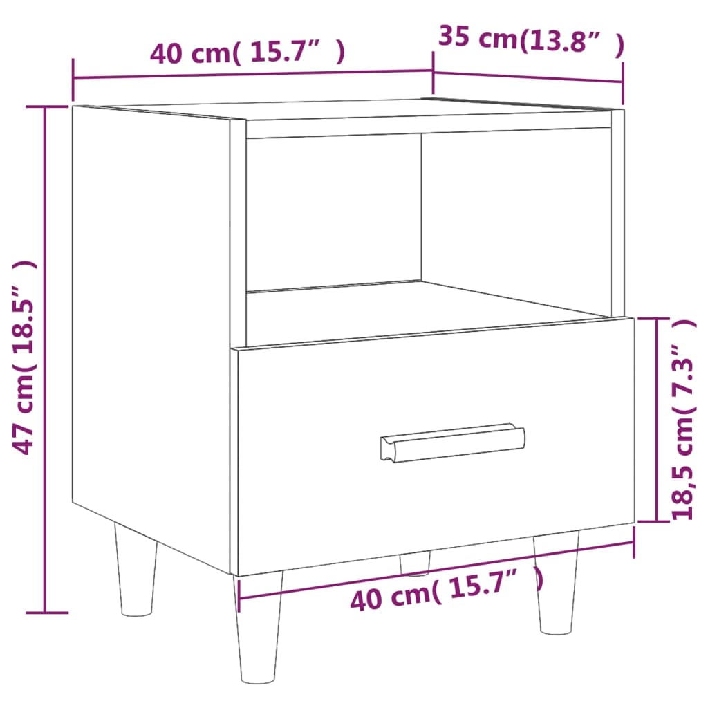Tables de chevet 2 pcs Sonoma gris 40x35x47 cm - XIOS
