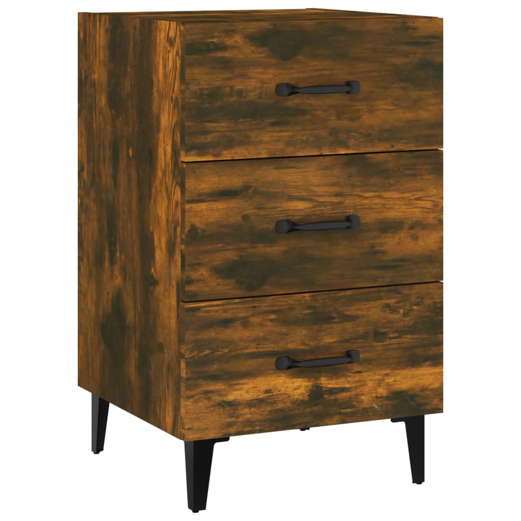 Table de chevet chêne fumé 40x40x66 cm bois d'ingénierie - XIOS