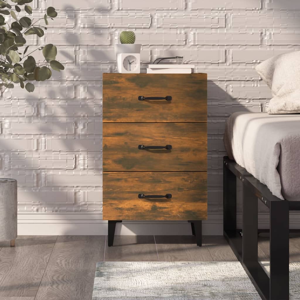 Table de chevet chêne fumé 40x40x66 cm bois d'ingénierie - XIOS