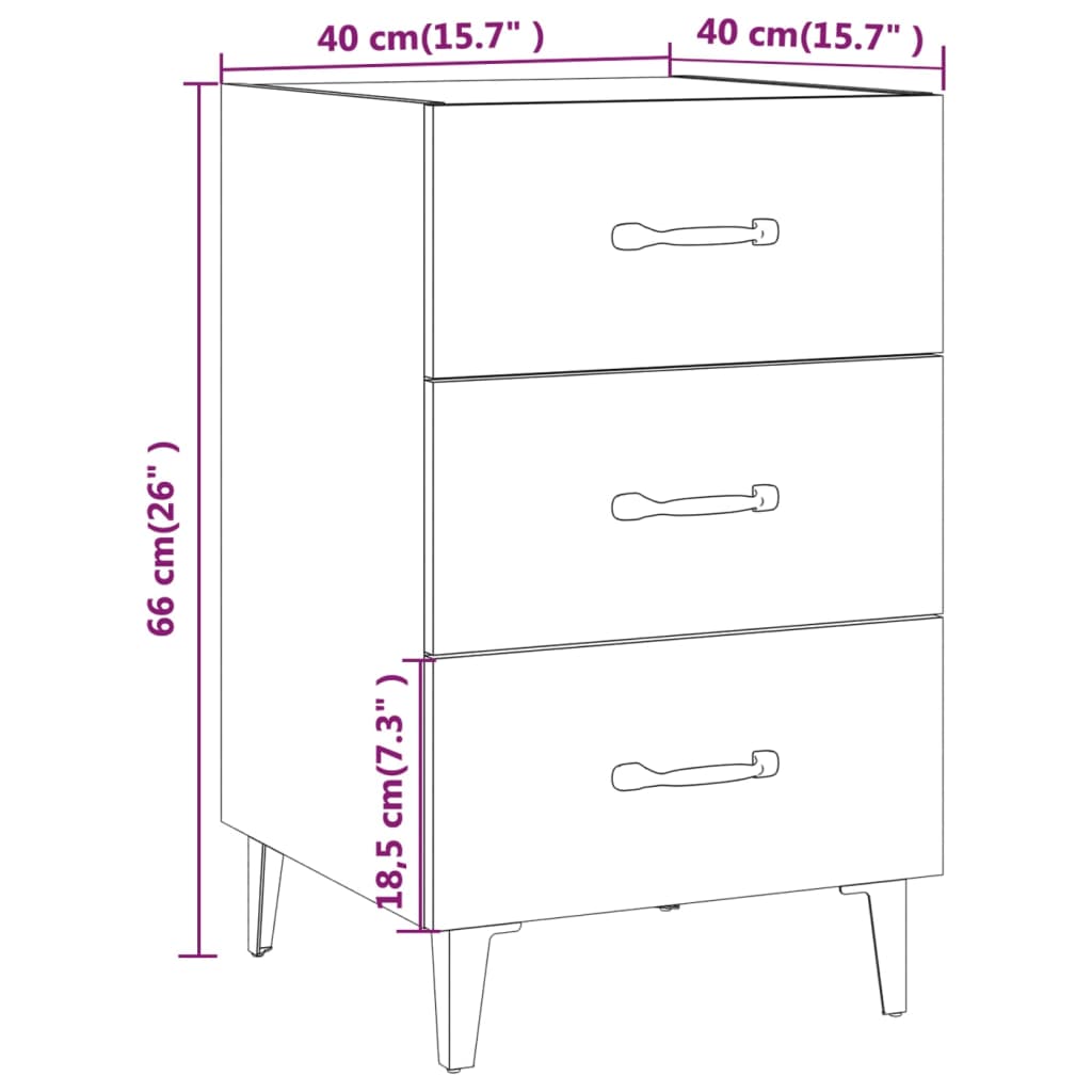 Table de chevet sonoma gris 40x40x66 cm bois d'ingénierie - XIOS