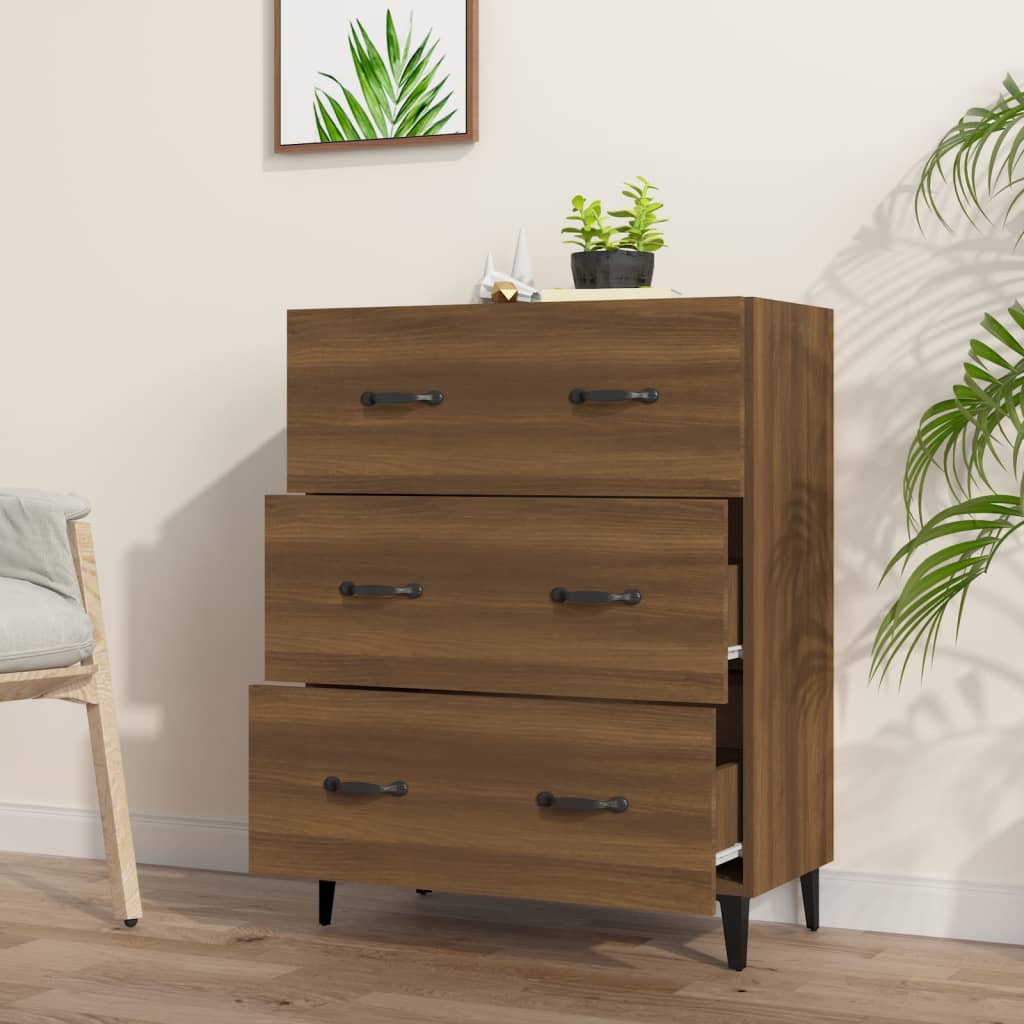 Buffet chêne marron 69,5x34x90 cm bois d'ingénierie - XIOS