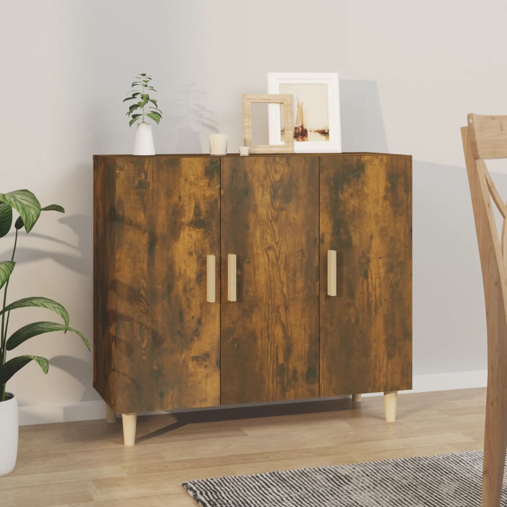 Buffet chêne fumé 90x34x80 cm bois d'ingénierie - XIOS