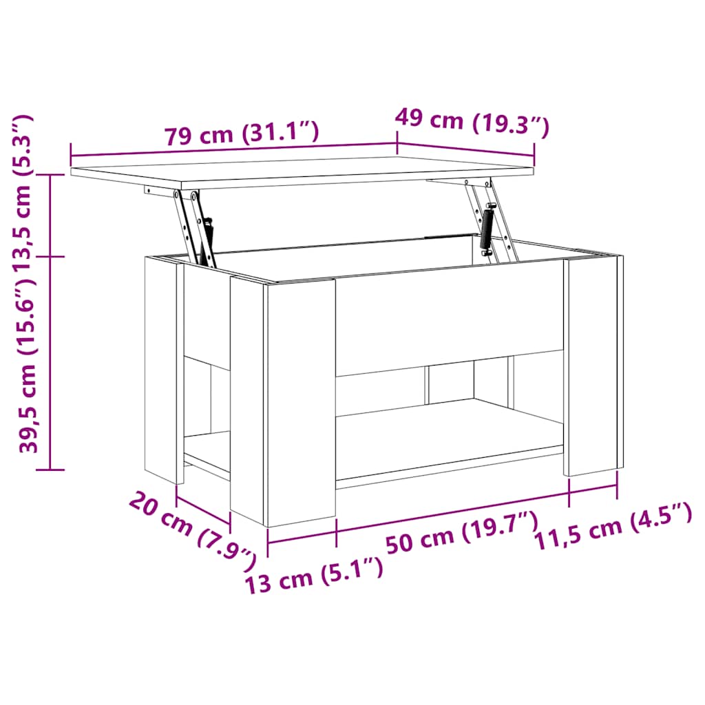 Table basse Sonoma gris 79x49x41 cm Bois d'ingénierie - XIOS