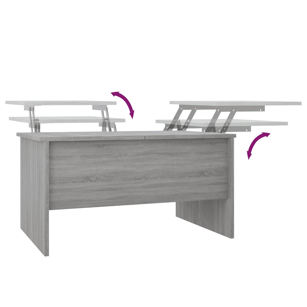 Table basse sonoma gris 80x50x42,5 cm bois d'ingénierie - XIOS