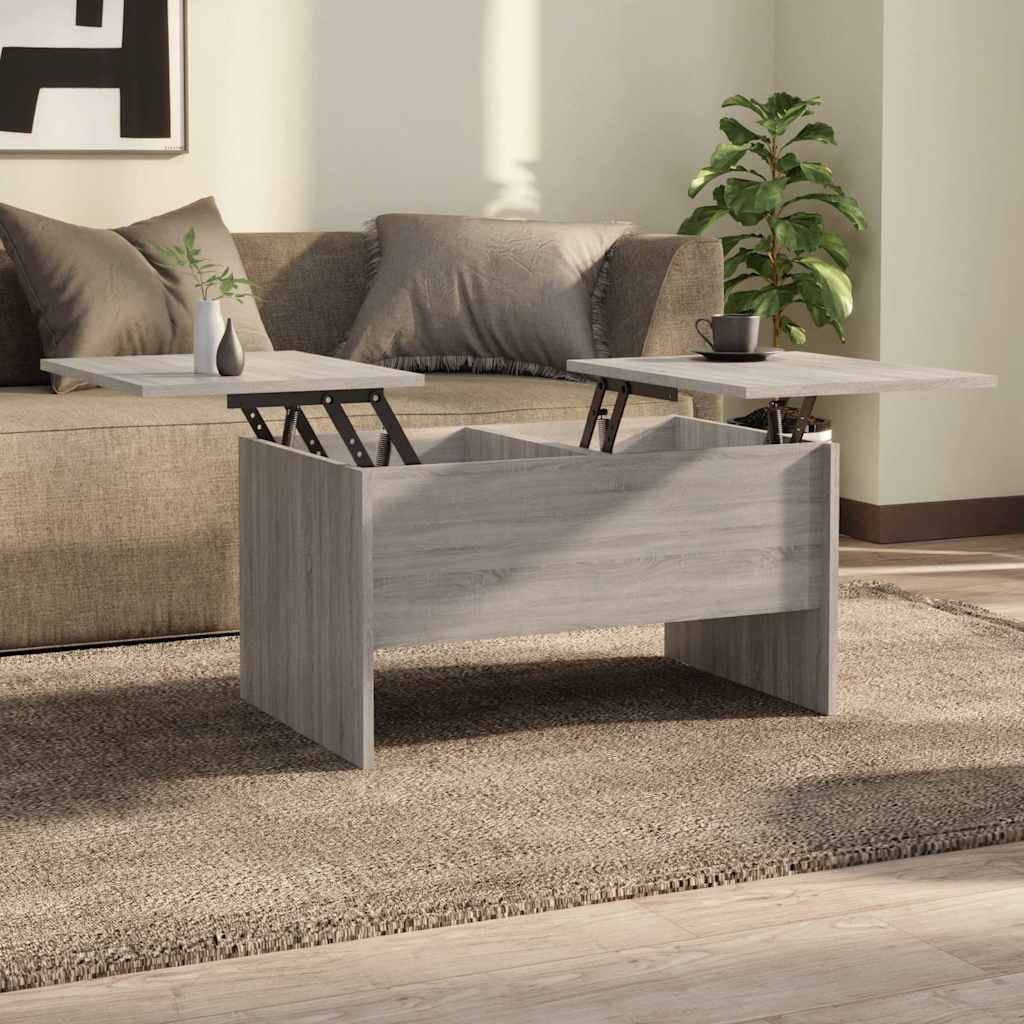 Table basse sonoma gris 80x50x42,5 cm bois d'ingénierie - XIOS
