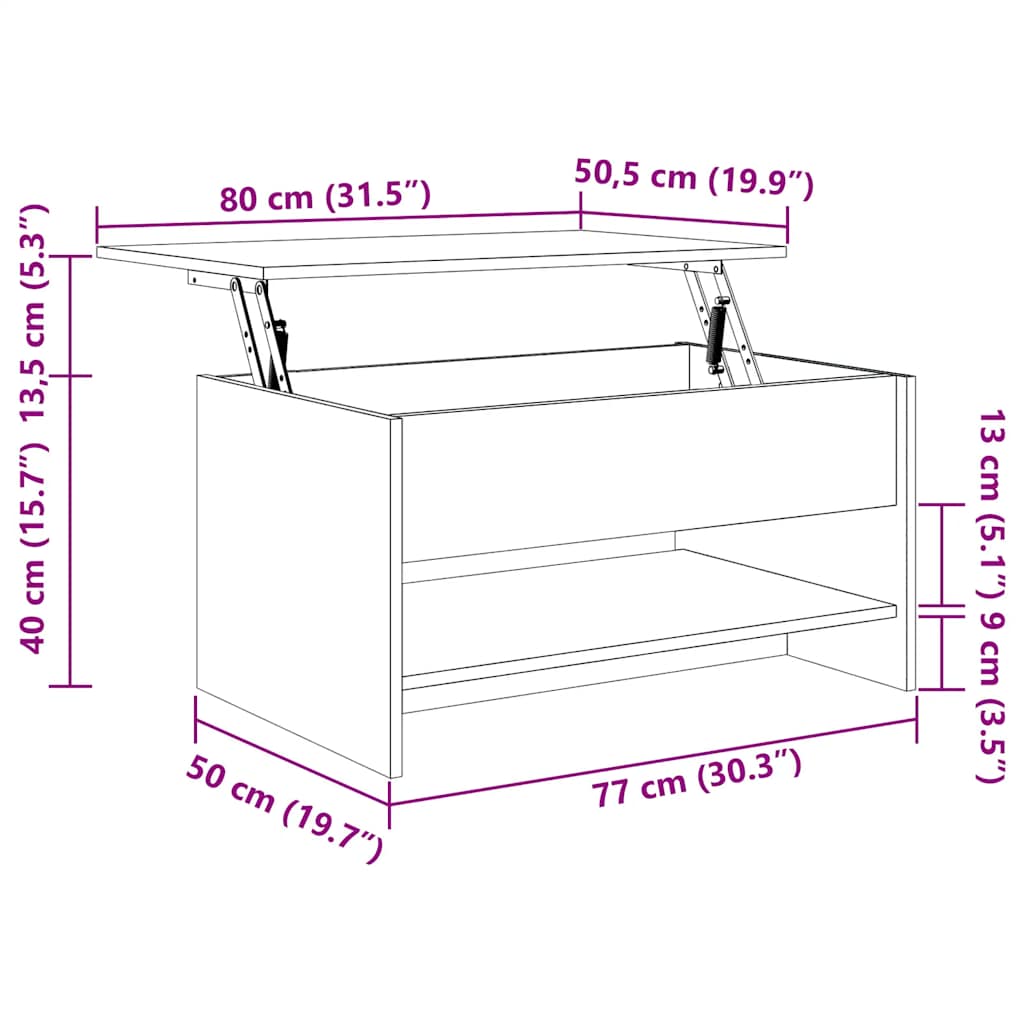 Table basse Chêne fumé 80x50x40 cm Bois d'ingénierie - XIOS