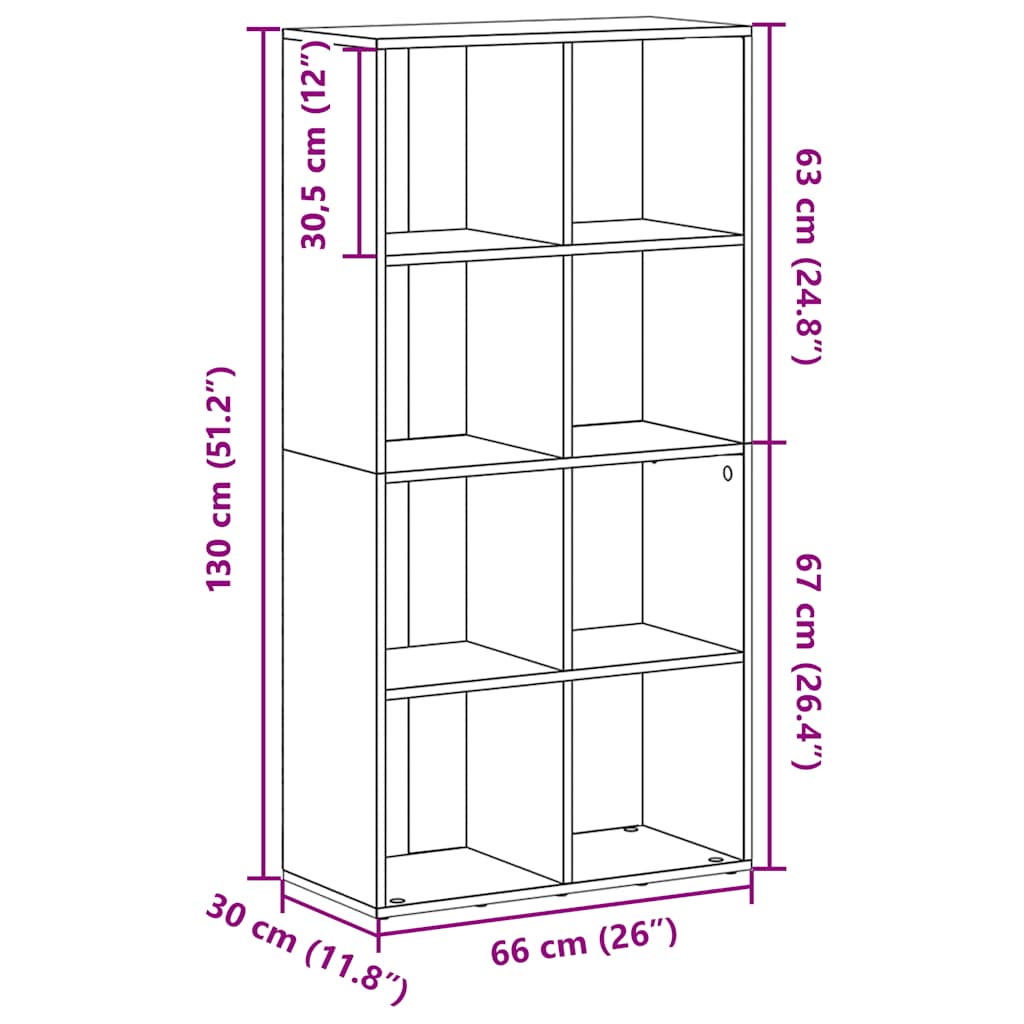 Bibliothèque/Buffet Chêne fumé 66x30x130 cm Bois d'ingénierie