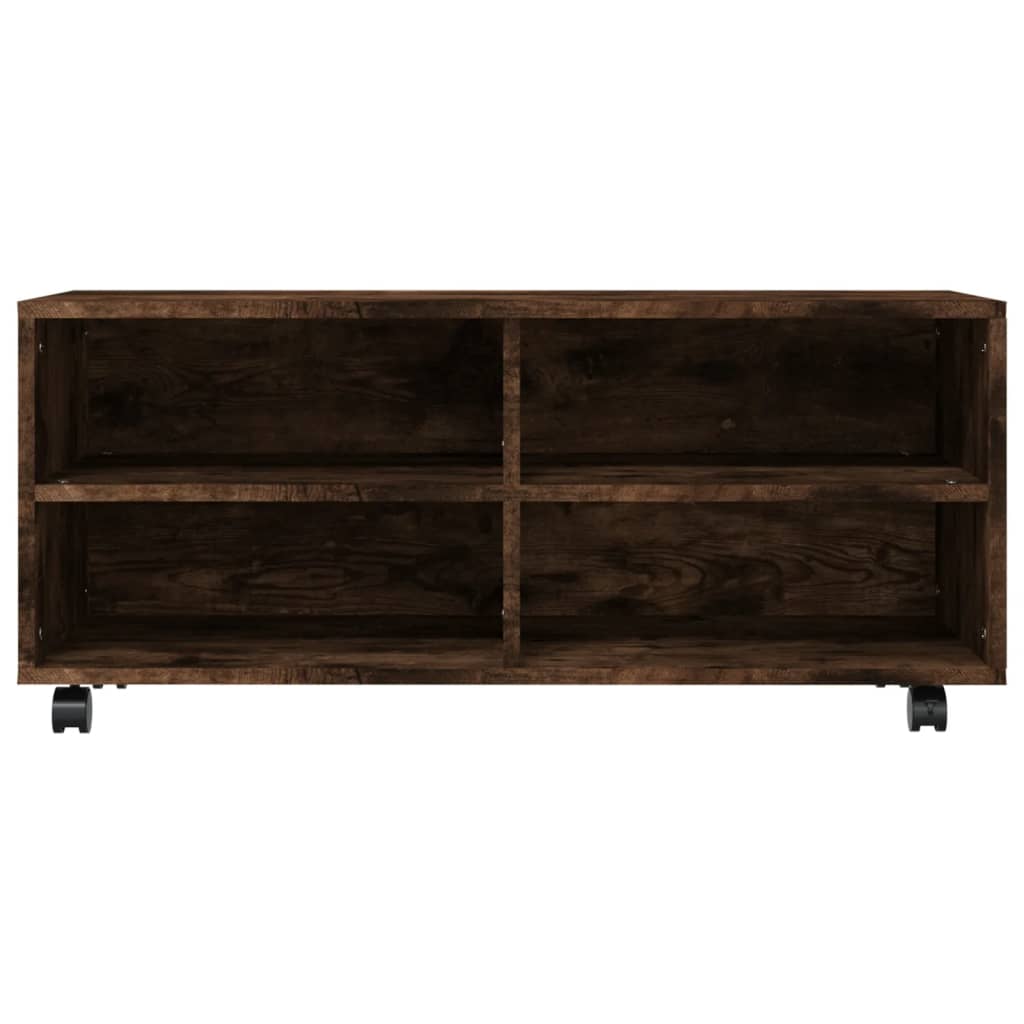 Meuble TV sur roulettes Chêne fumé 90x35x35cm Bois d'ingénierie - XIOS